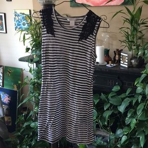 Candies S black & white striped dress